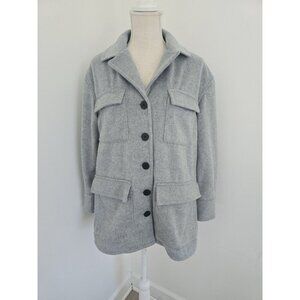 Sanctuary Fisher Grey Faux Fur Oversize Relaxed Cargo Car Coat Jacket Shacket M